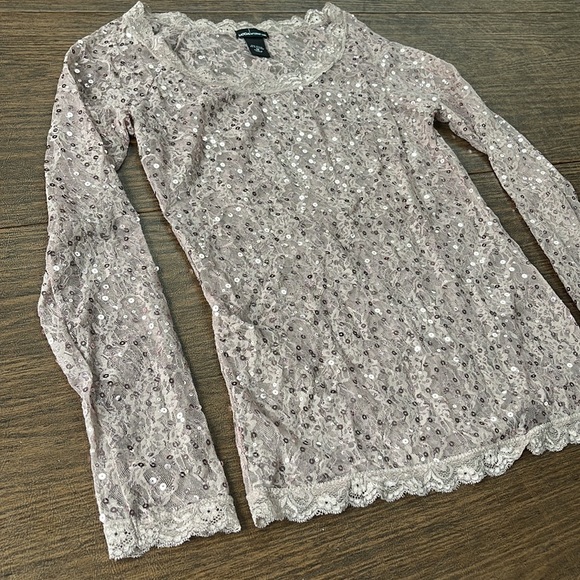 Moda International Rose Gold Lacy Sequin Top - Picture 3 of 12